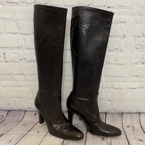 COLE HAAN brown leather heeled tall boots 8